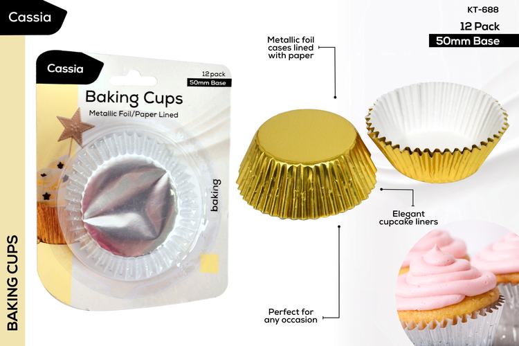 Muffin Cases Gold & Silver Foil 7cm Dura Pk24